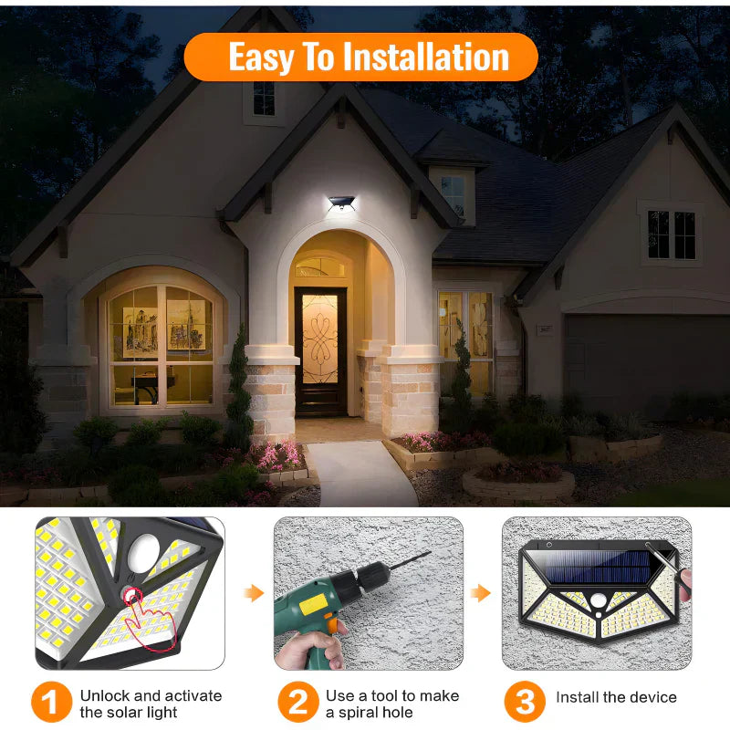 Wallmounted 100 Led's Solar Sensor Light