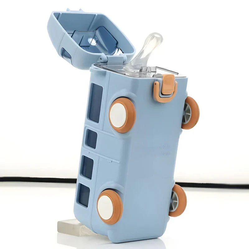 Portable Kids Bus Water Bottle With Straw