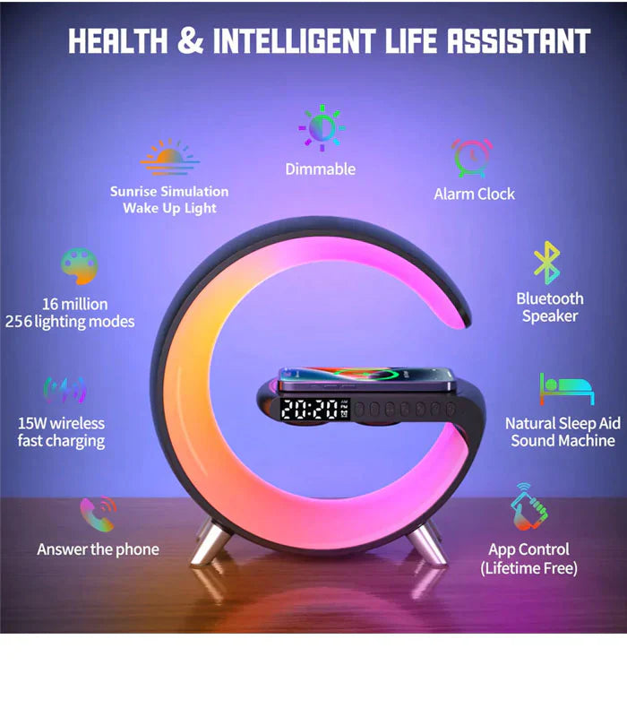 G Shape Lamp with Bluetooth Speaker and Wireless Charger