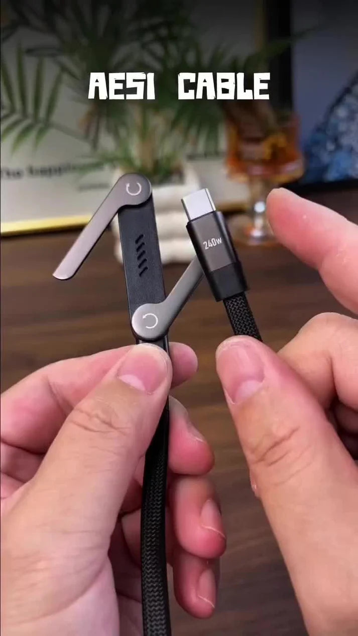 240W USB-C Fast Charging Cable with Foldable Stand