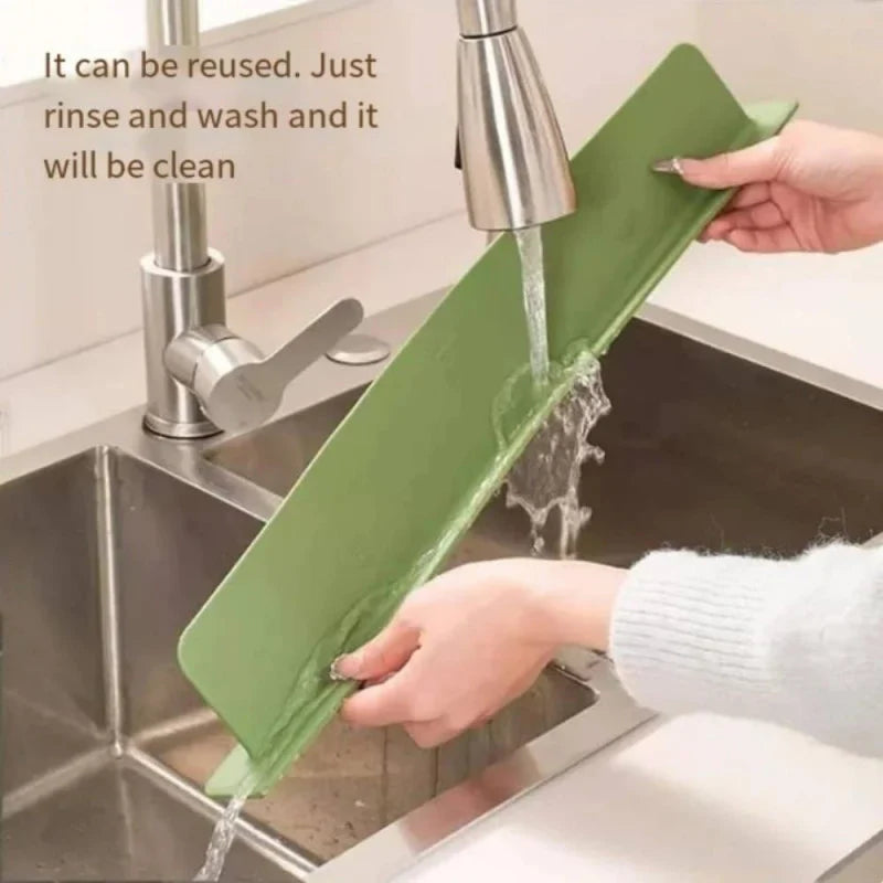 Kitchen Sink Splash Guard - Soft Silicone - Large Size - 16 Inch - Double Suction