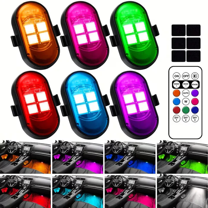 7 Color  Magnetic Car Interior Stobe Lights With Remote Control