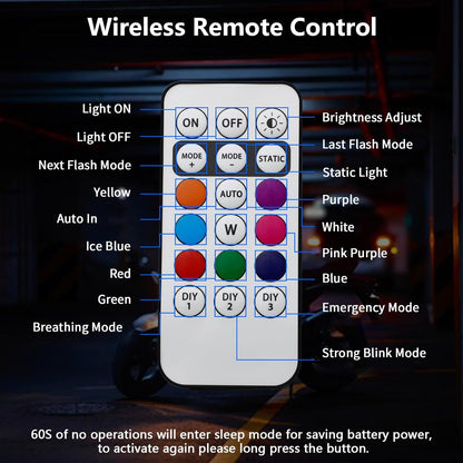 7 Color  Magnetic Car Interior Stobe Lights With Remote Control