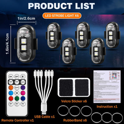 7 Color  Magnetic Car Interior Stobe Lights With Remote Control