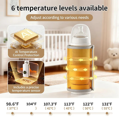Portable Baby Bottle Warmer – Fast USB Rechargeable