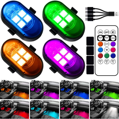 7 Color  Magnetic Car Interior Stobe Lights With Remote Control