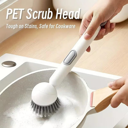 Adjustable Soap Dispensing Dish Brush for Sink & Cookware