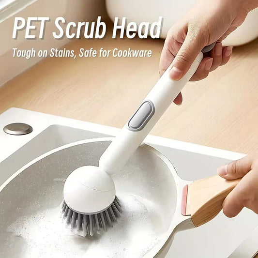 Adjustable Soap Dispensing Dish Brush for Sink & Cookware