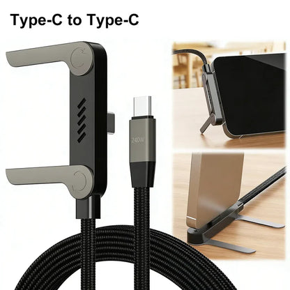 240W USB-C Fast Charging Cable with Foldable Stand