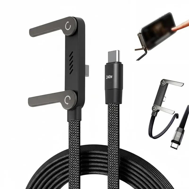 240W USB-C Fast Charging Cable with Foldable Stand