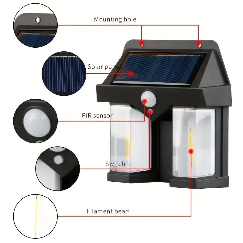 Double Head Antique Solar Sensor Wall Lamp